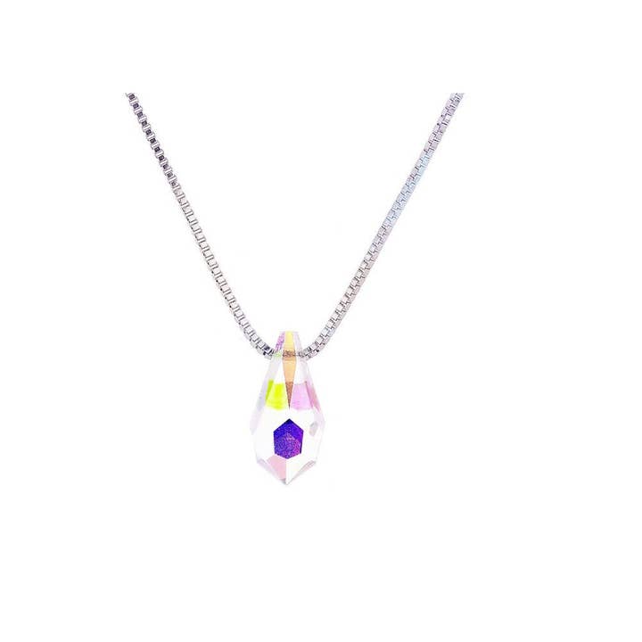 Amy and Annette - Wholesale Pendant/Charm Necklace - Sterling Silver Preciosa Drop Aurora Borealis Crystal Pendant Necklace1