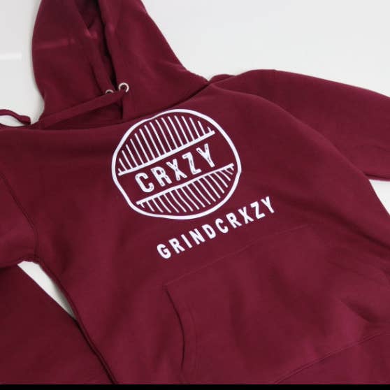 GrindCrxzy - Sweat à capuche « White Bridge » bordeaux pour la vente par GrindCrxzy
