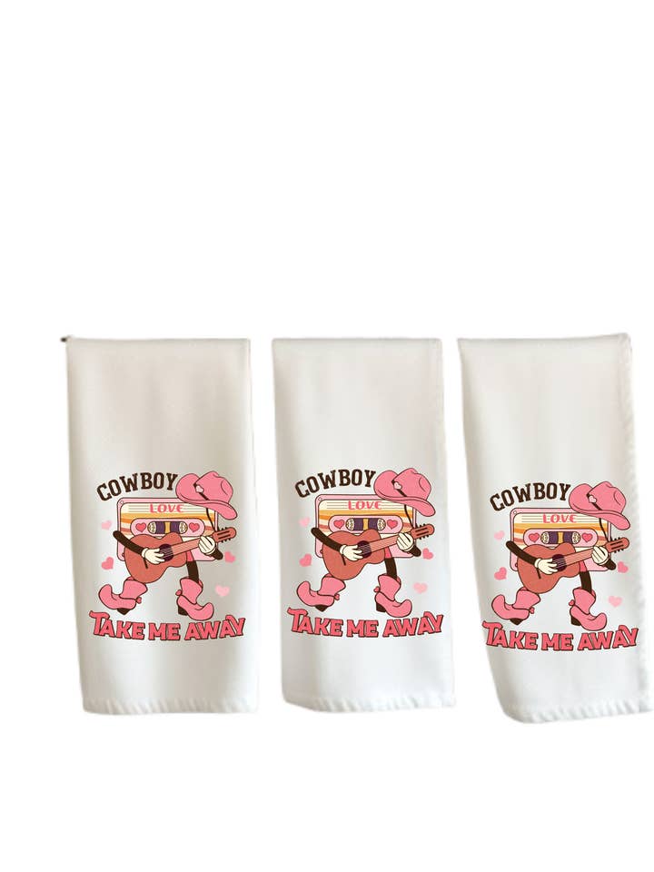 Retro Western Cowboy Valentines Day Kitchen Towel for wholesale by RLWetland