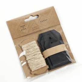 BIDKhome - Wholesale Gift Tag - Gift Tag & Rope (30 Tags Black / 6M Rope Kraft)
