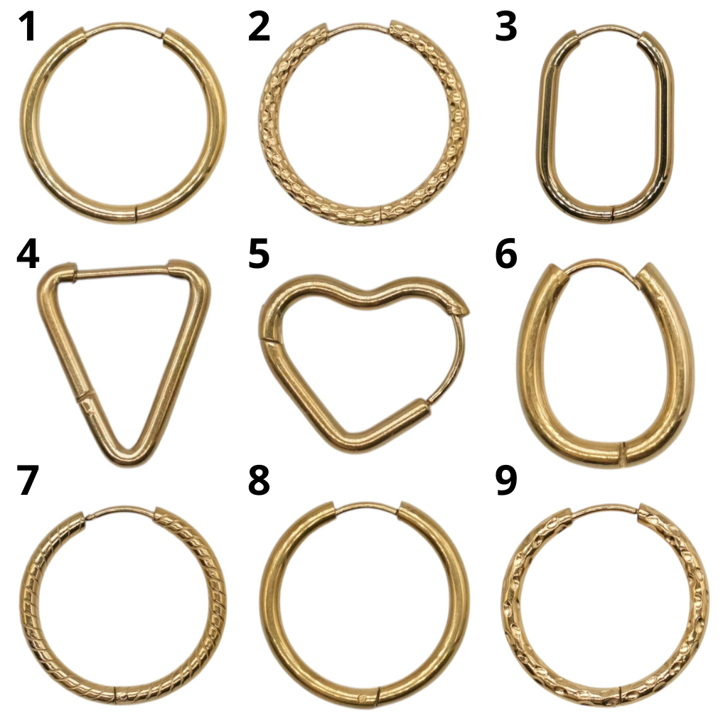 Foliesbijoux - Wholesale Jewelry Set - Set of 5 pairs of stainless steel earrings (10 models available) (Donuts not included)2