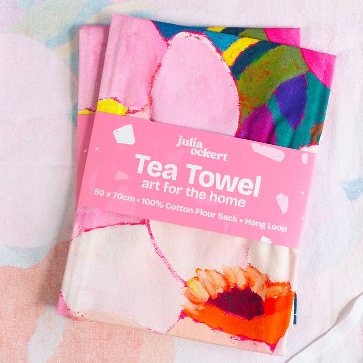 Julia Ockert - Wholesale Tea Towel - Flowerverse Tea Towel - Dopamine Decor - Original Floral Art7