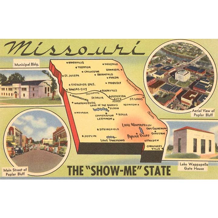 Postcard MO-307 Map of Missouri for wholesale by Found Image Press