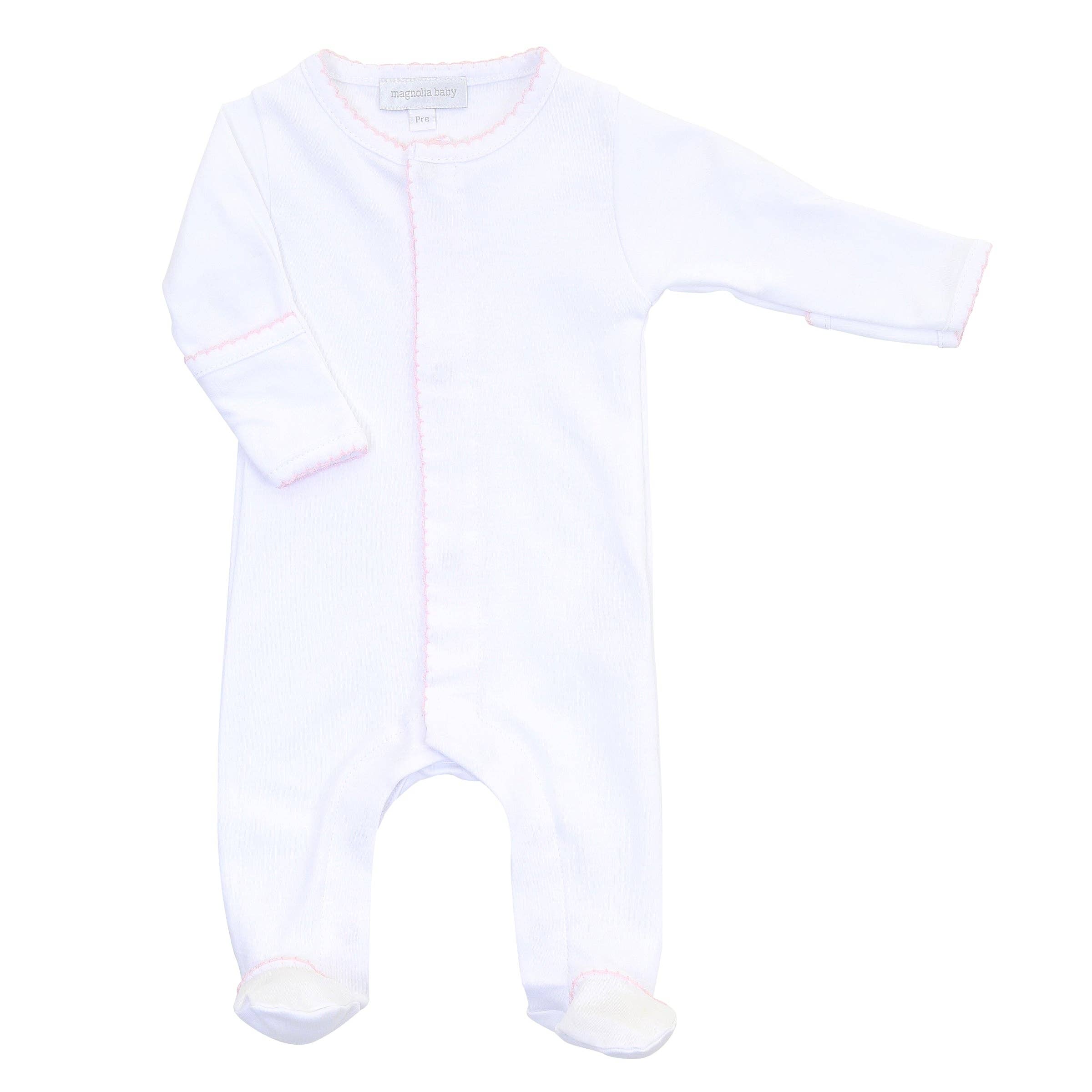 Magnolia Baby – Großhandel Strampler – Baby – Solid Essentials Fußband, Weiß/Rosa1