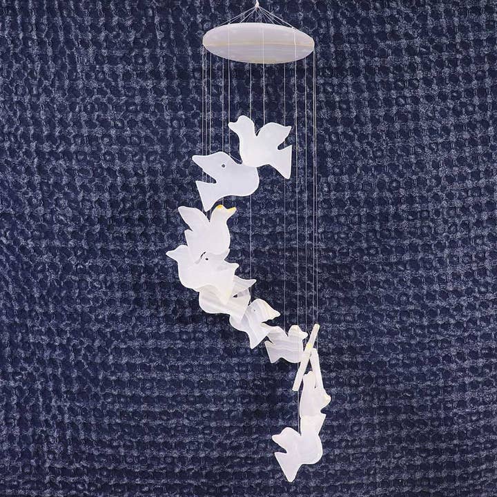 Natures Artifacts Inc - Venta al por mayor Campanas de viento - Carillón de viento - Paloma de ónix blanco | Campanillas de viento de piedras preciosas para decoración3
