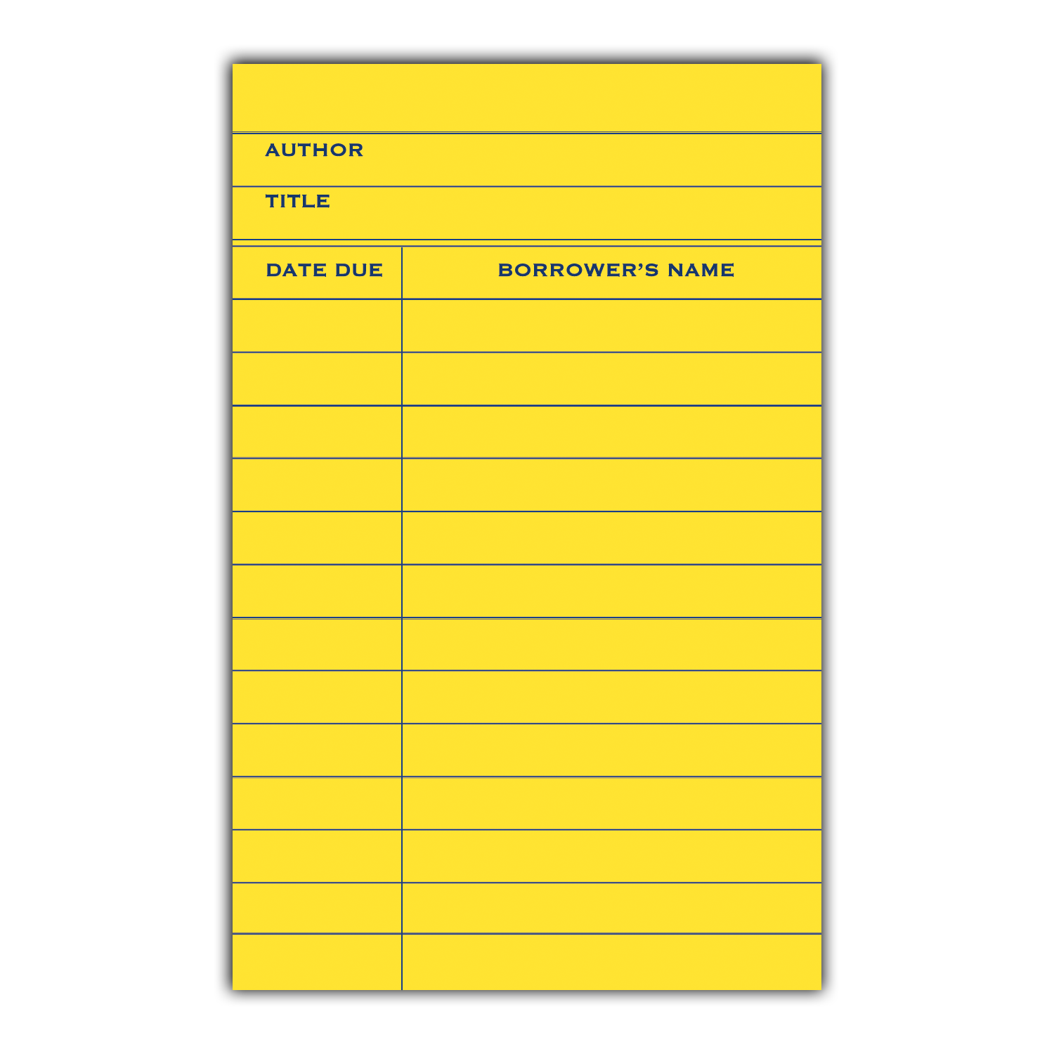 Kiss and Punch - Wholesale Stationery/Notecard Set - Yellow Library Card Minis™ - Flat Notecard Set of 60 2