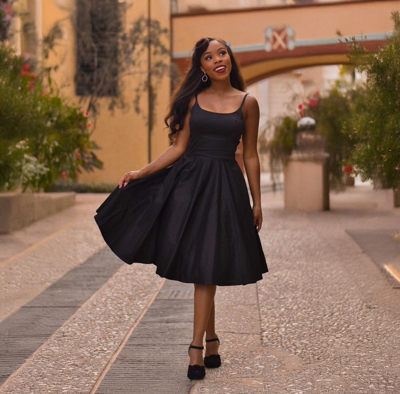 Tatyana Clothing - Vente Robe – femme - Robe midi Peggy évasée inspirée rétro1