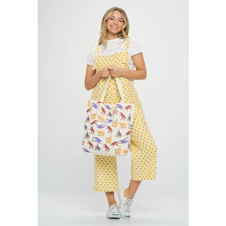 SM WARDROBE - Wholesale Tote Bag - Women's - COLORFUL SLOTH PRINT TOTE BAGS4