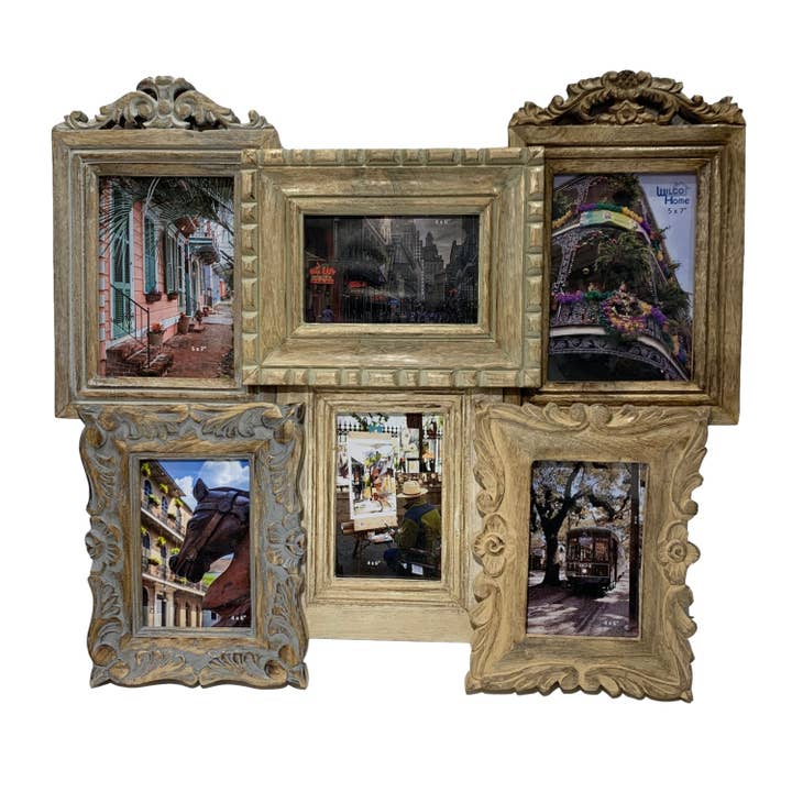 Wilco Home - Wholesale Picture Frame - "Dynasty" Six Photo Frame Mango Wood Wall Collage (Copy)1