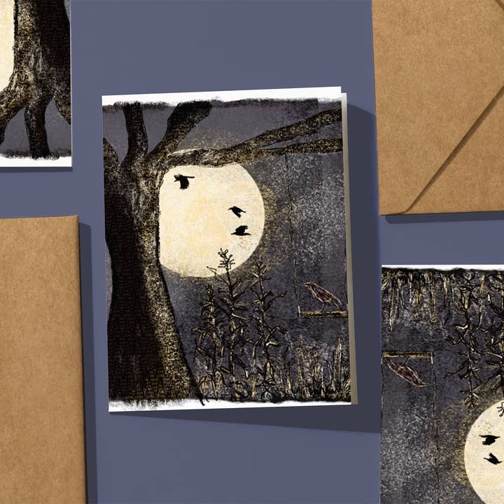 Full Moon Autumn Illustrated All Occasion Greeting Card for wholesale by Yellow Birds Design