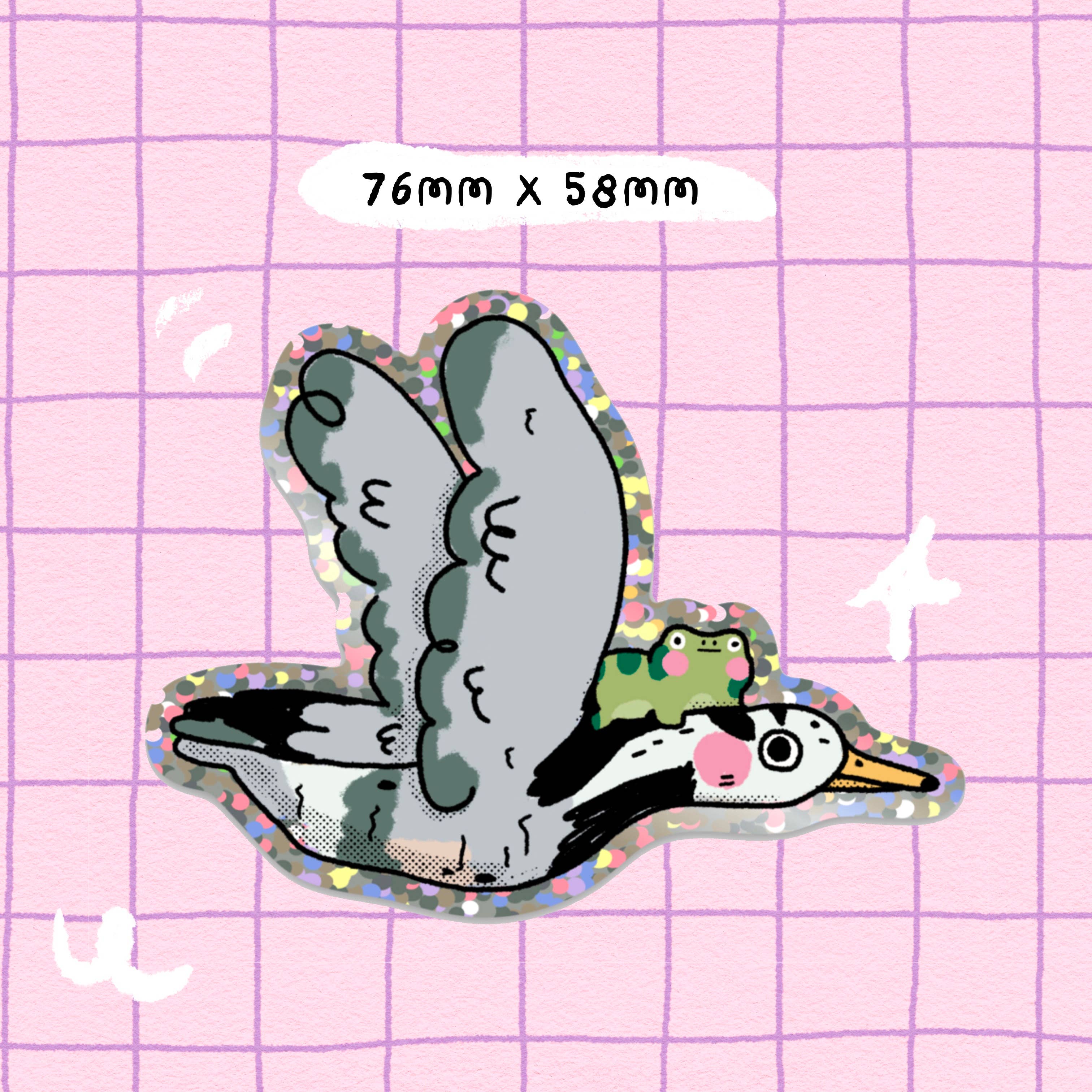Bloemkolie - Wholesale Sticker - Flying Goose Frog Vinyl glitter sticker, waterproof  cute1
