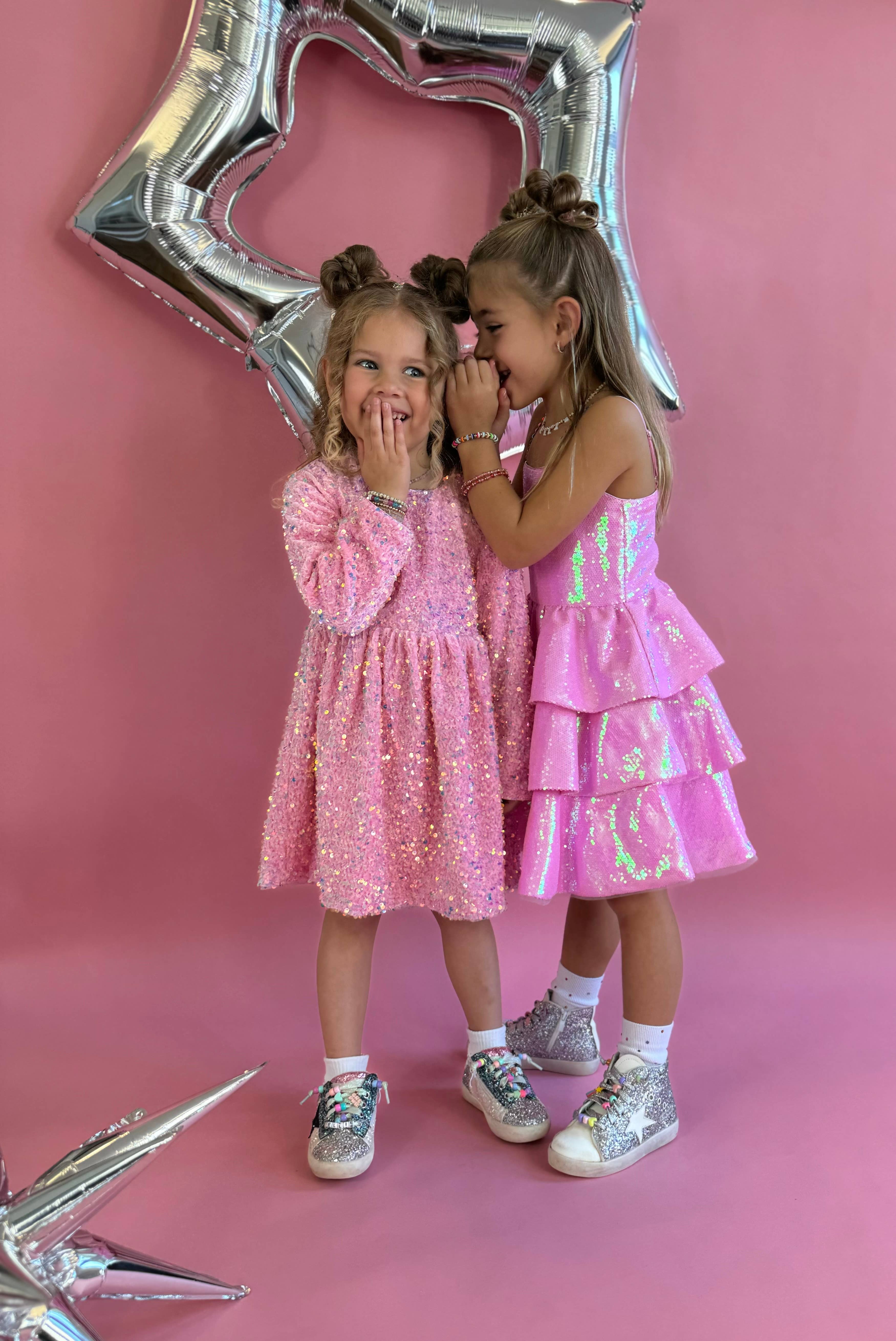 Ellie and Mila – wholesale Dress – Kids – Pink Sequin Gem Dress 5