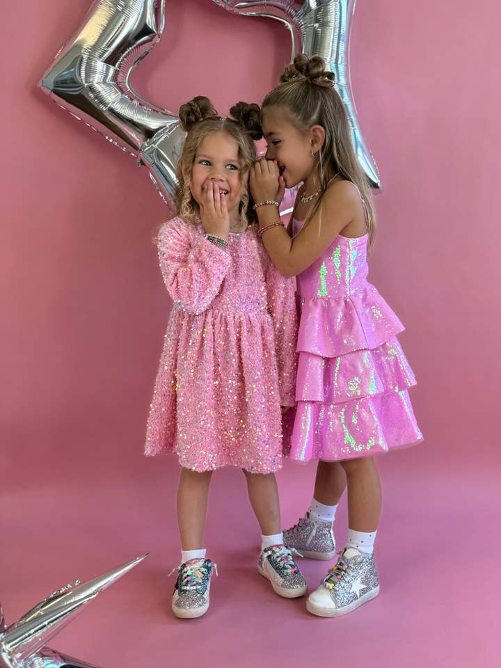 Ellie and Mila – wholesale Dress – Kids – Pink Sequin Gem Dress 5