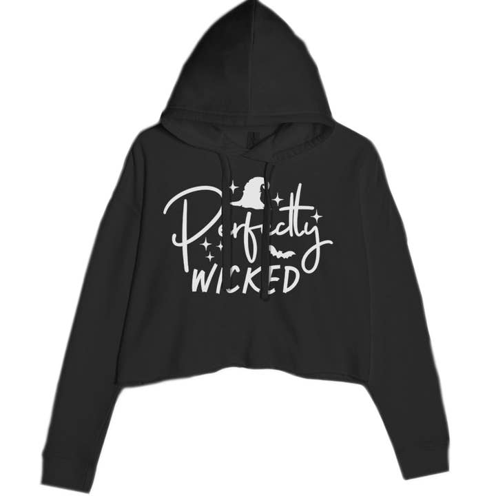 Perfectly Wicked Witchy Halloween Cropped Hoodie Sweatshirt for wholesale by Expression Tees