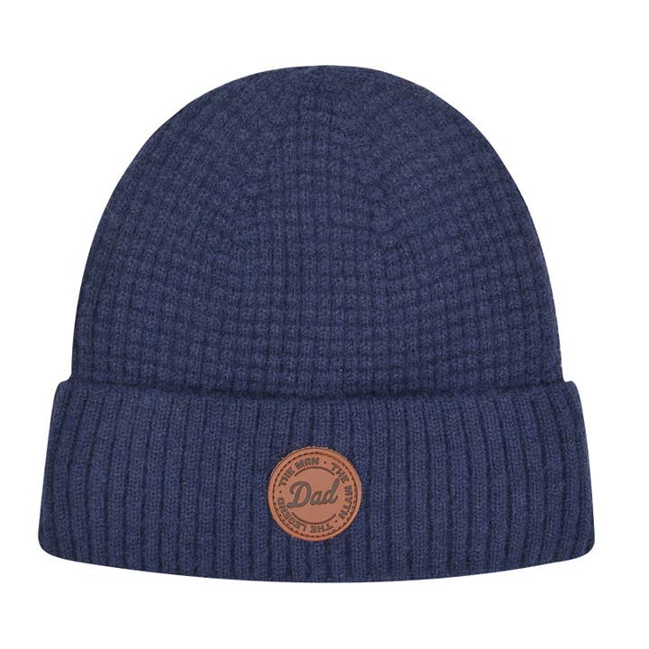 HATPHILE - Wholesale Beanie - Men's - Hatphile Dad The Man The Myth The Legend Leather Patch Knit Beanie Toque