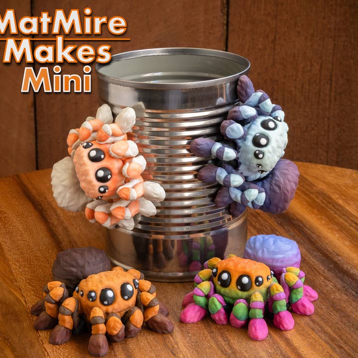 Articulated Mini Spider, Jumping Spider, Flexible 3D Printed for wholesale by Great American Designs