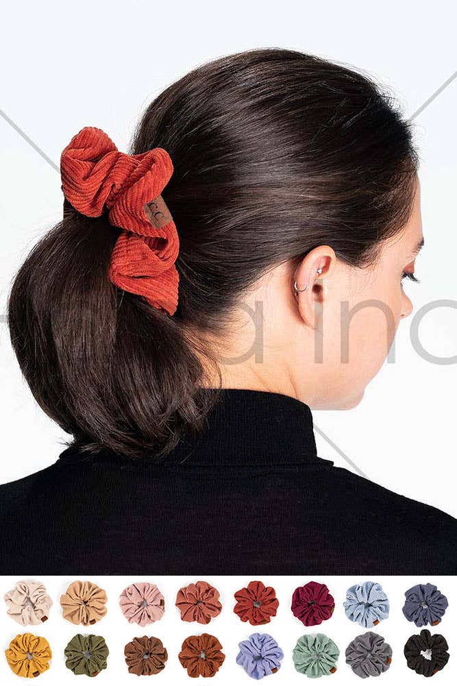 Hana - Wholesale Scrunchie - Women's - C.C Corduroy Solid Color Soft Scrunchies17