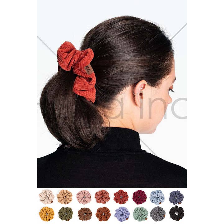 Hana – wholesale Scrunchie - Women’s – C.C Corduroy Solid Color Soft Scrunchies19
