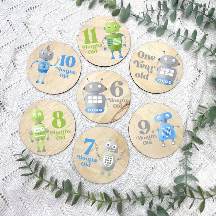 Meilensteine für Roboter, Meilensteine für Neugeborene für den Großhandel von Carrousel Collectives