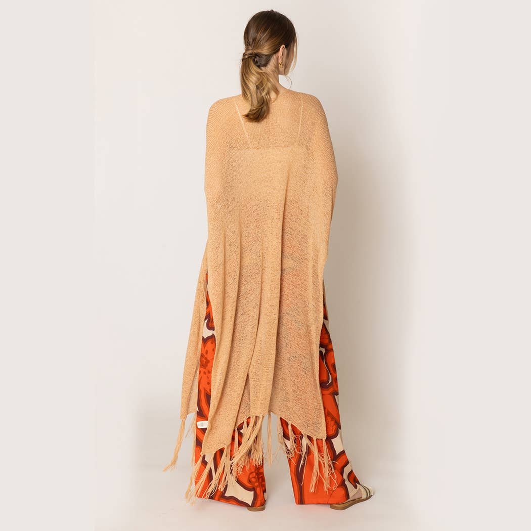 Fashion City - Venta al por mayor Kimono - Mujer - Cárdigan largo de punto con flecos y forro tipo kimono38