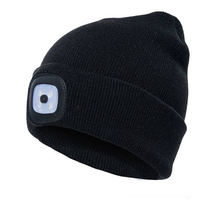 K & S WHOLESALE INC - Wholesale Beanie – Unisex - ASK Beanie Hat with LED Light 24 CT Loose/Refill - Black6