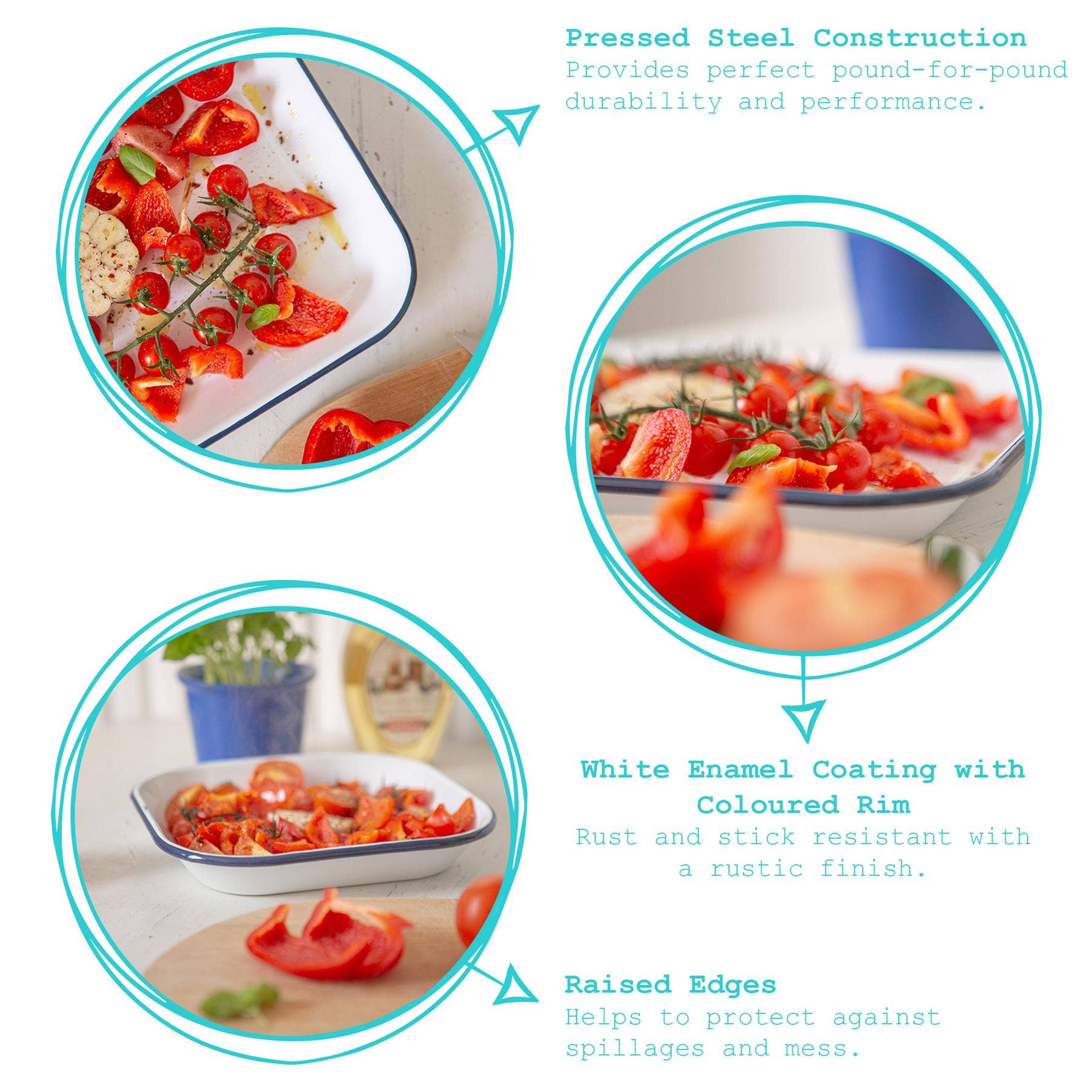 Rinkit Pty Ltd - Wholesale Baking Dish - 34cm x 26cm White Rectangle Enamel Baking Tray - By Argon Tableware9