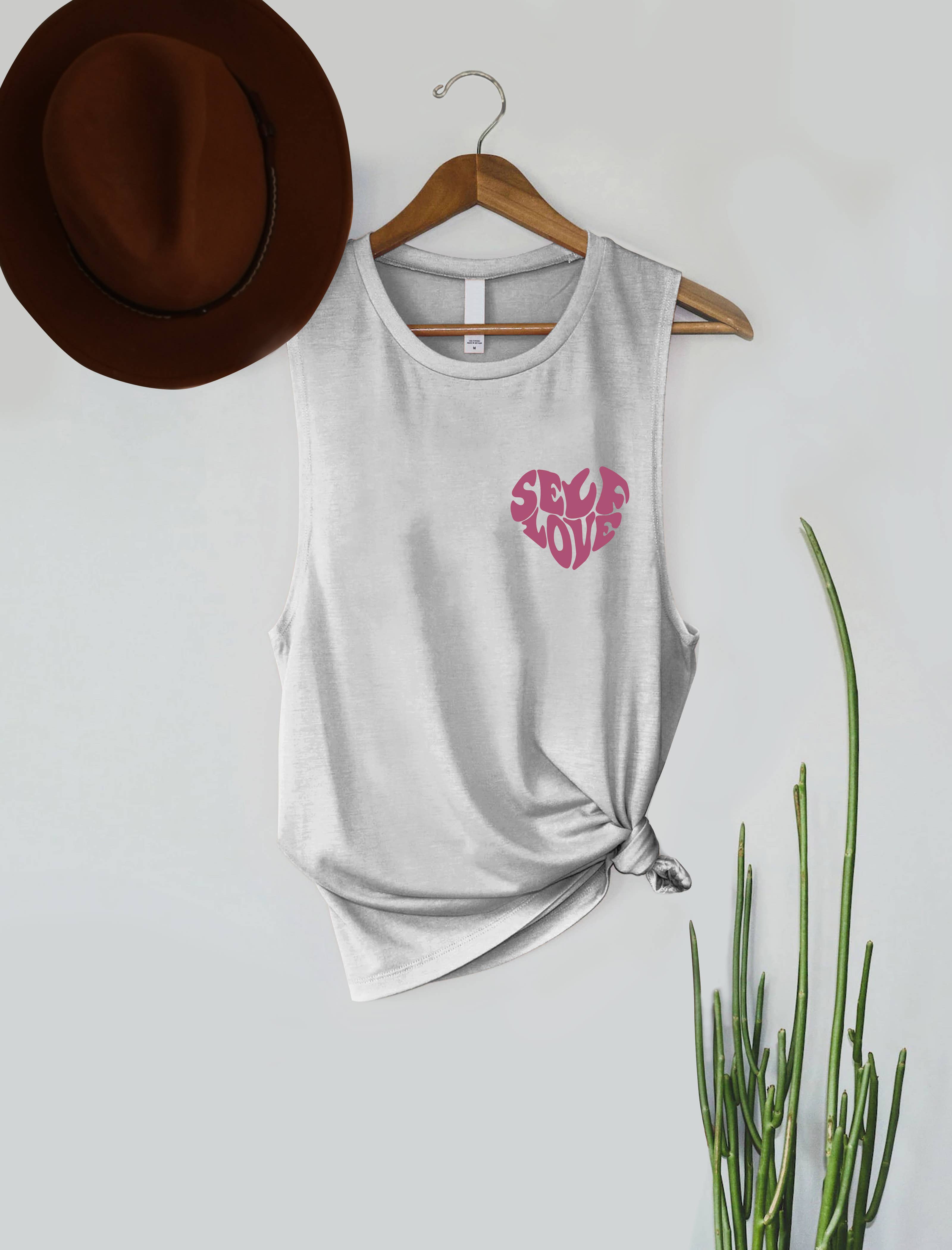 PINK NABI - Wholesale Tank Top - Women's - Self Love Heart Graphic Women's Comfortable Jersey Tank Top1