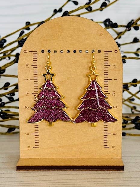 Christmas Tree Earrings, Resin and Glitter Christmas Earring for wholesale by SHY Designs, LLC