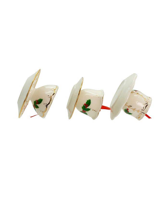 Kurt S. Adler, Inc. - Wholesale Ornament Set - 2.5"PORCELAIN HOLLY TEA CUP ORNAMENT 3/A5