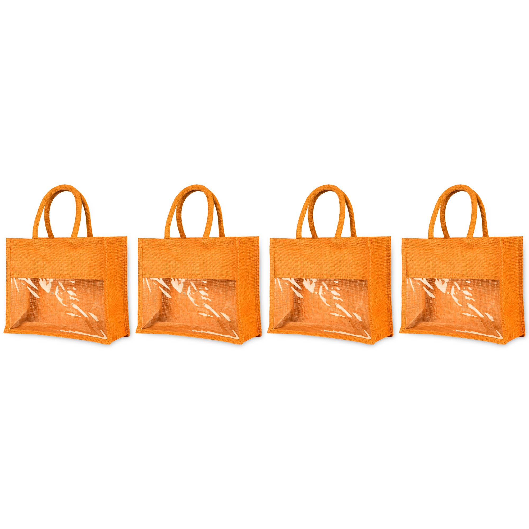 ecojutebags – wholesale Bärkasse - Unisex – Återanvändbara juteväskor – Set om 4 med PVC-fönsterpanel17