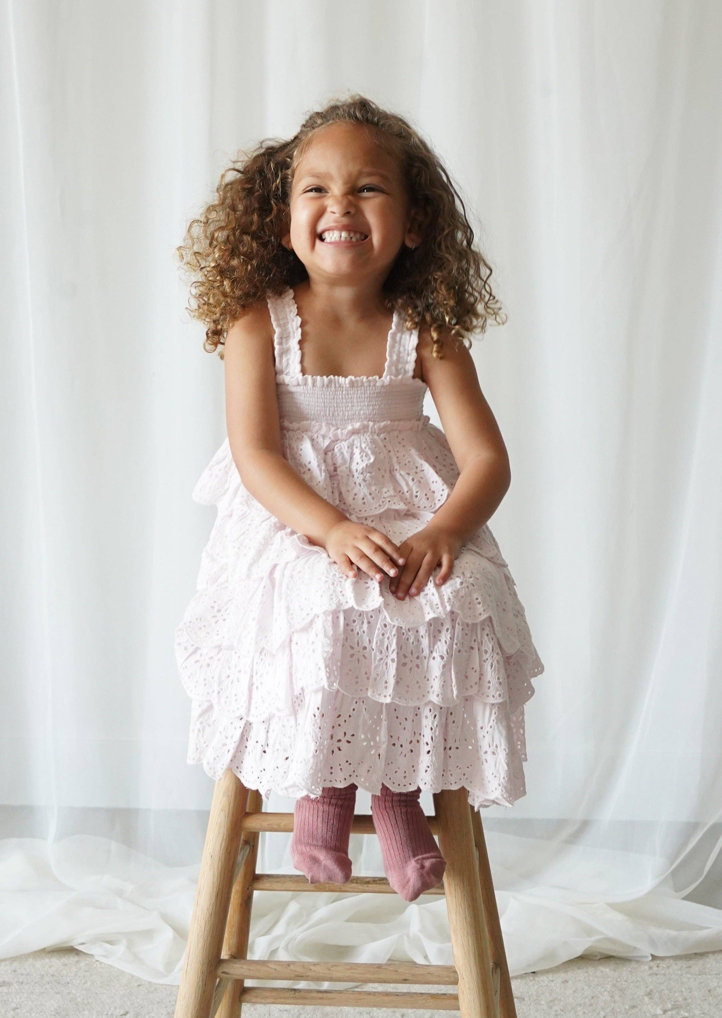 Lepela - Wholesale Dress - Kids - Amélie | Muslin Cotton Anglaise Dress | Seashell5