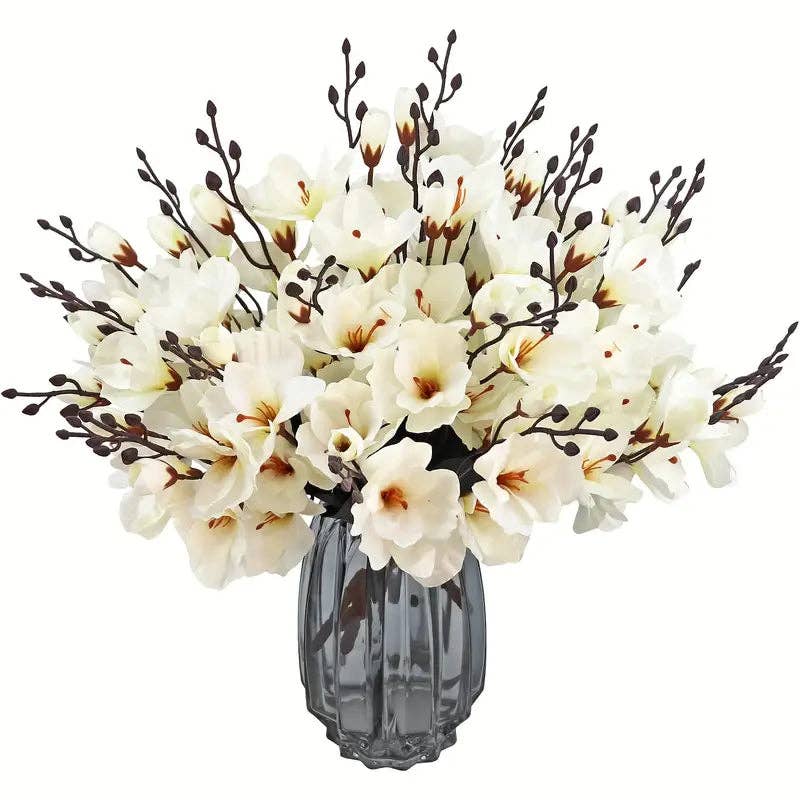 Huis Van Merken - Vente Fleurs artificielles - Bouquet de Fleurs Artificielles en Soie - Décoration de Mariage et Maison (6 pièces)0