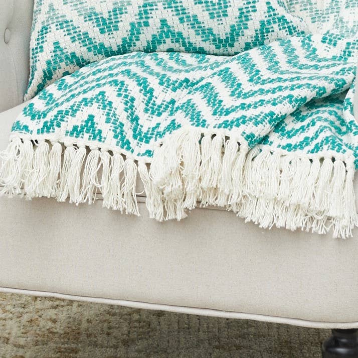 C&F Home - Wholesale Throw Blanket - SALE Coral & Green Chevron Throw Blanket2