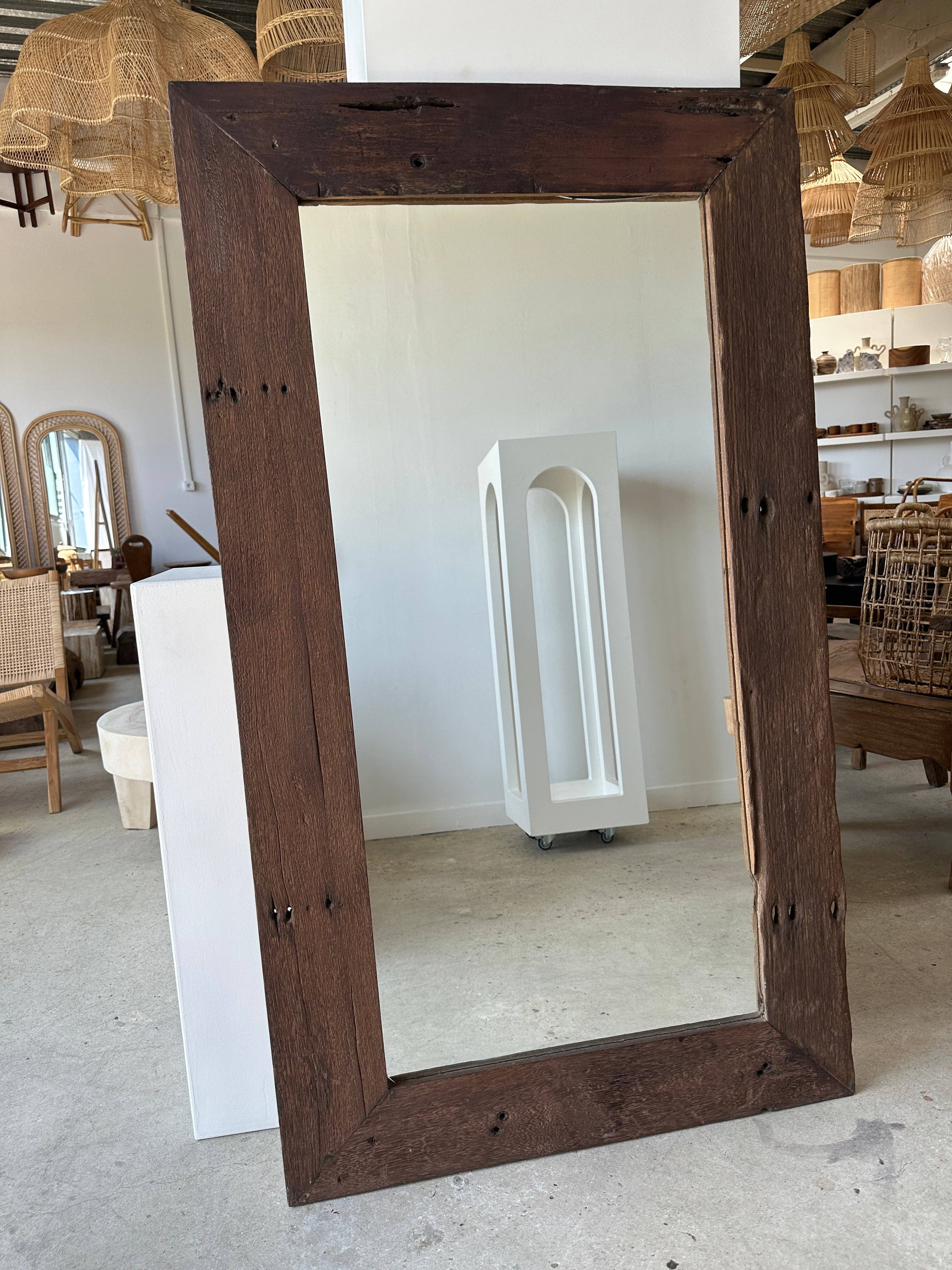 Office Objets - Wholesale Wall Mirror - Mirror with exotic brutalist old iron wood frame H:139cm75