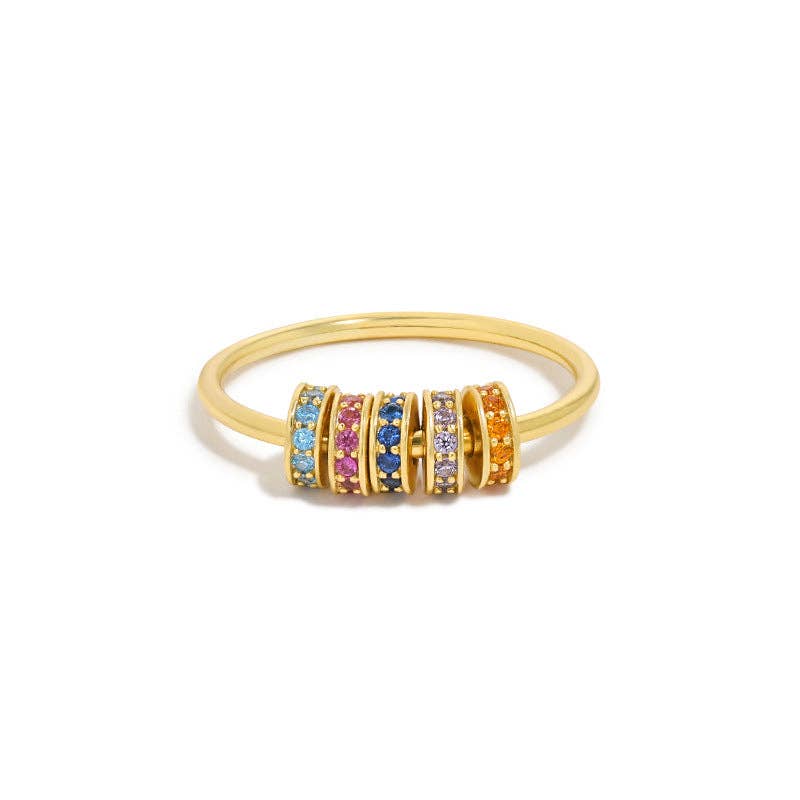 Perimade & Co. LLC - Wholesale Multi-Stone Ring - Rainbow Bead Fidget Spinner Ring in 925 Sterling Silver3