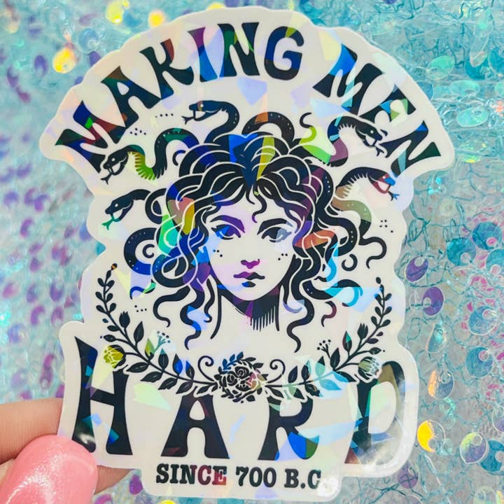 WS Making Men Hard Since 700 BC Medusa Holographic Sticker for wholesale by FatedFiction