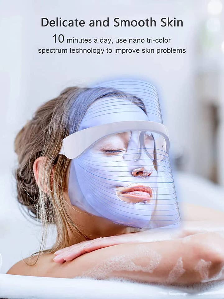 Masque de beauté facial anti-âge à LED avec 3 couleurs de luminothérapie électrique pour la vente par Lenawee Moda