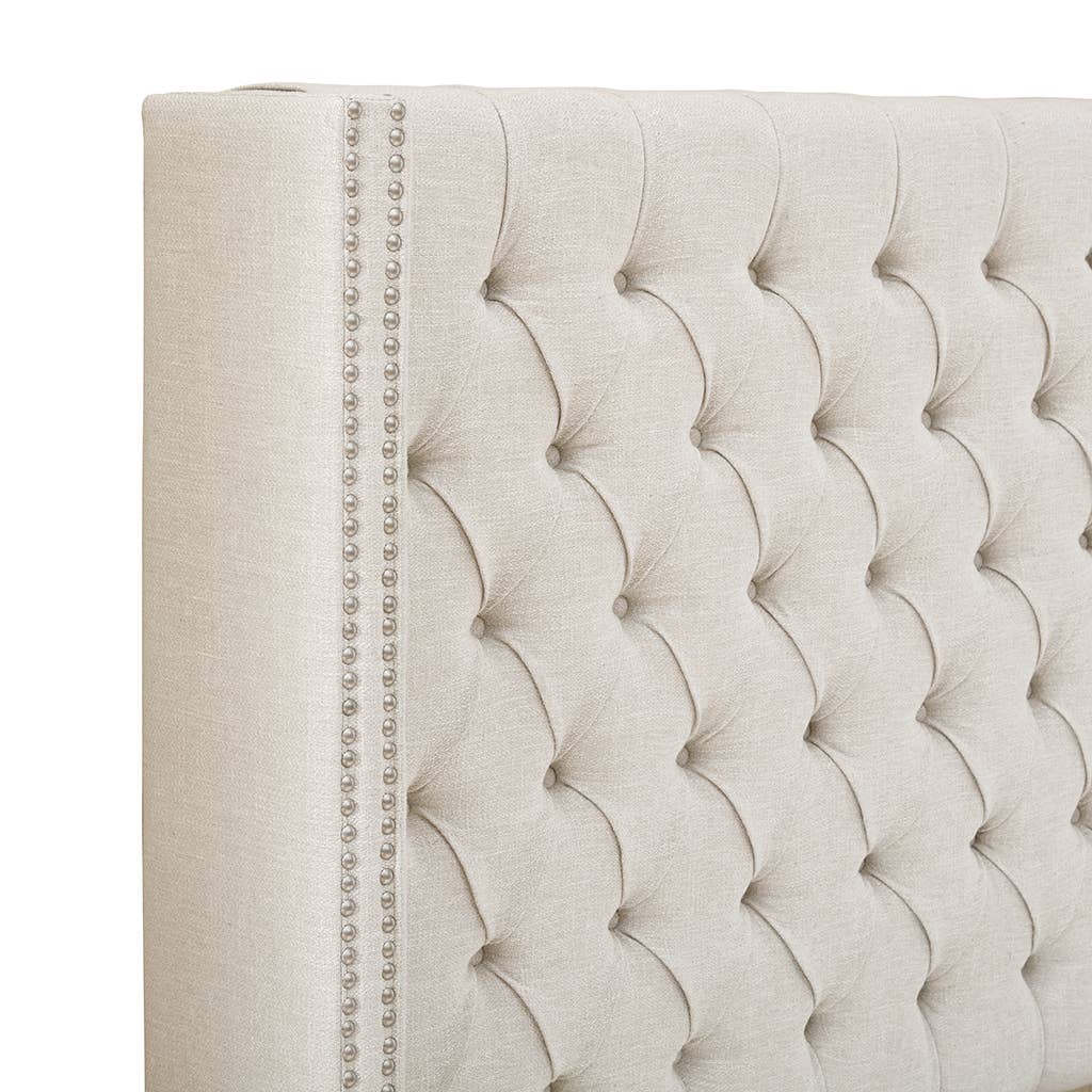 Olliix - Wholesale Headboard - Upholstered Winged Tufted Bed Headboard, Cream *1