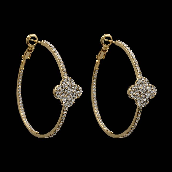 Pave flower hoop earrings for wholesale by Be Je Designs
