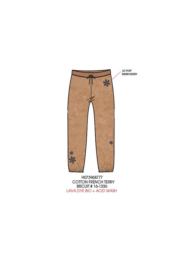 Paper Flower - Wholesale Athletic Sweatpants/Joggers - Kids - 3d puff embroidery floral washed active pant9