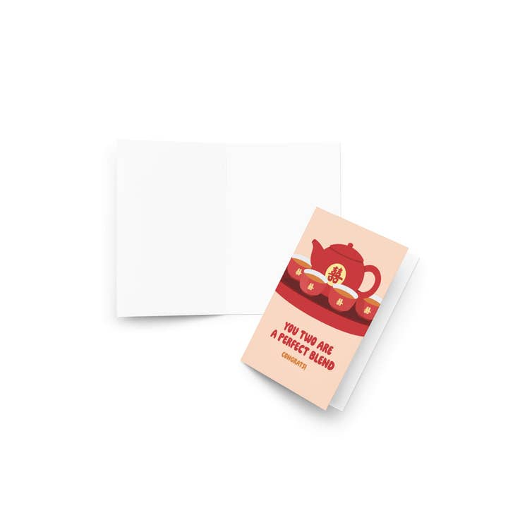Cute Asian Cards – postal de casamento por atacado – Perfect Blend Convites de Casamento Asiáticos | Cerimónia do Chá Vermelho Chinês Vietnamita7