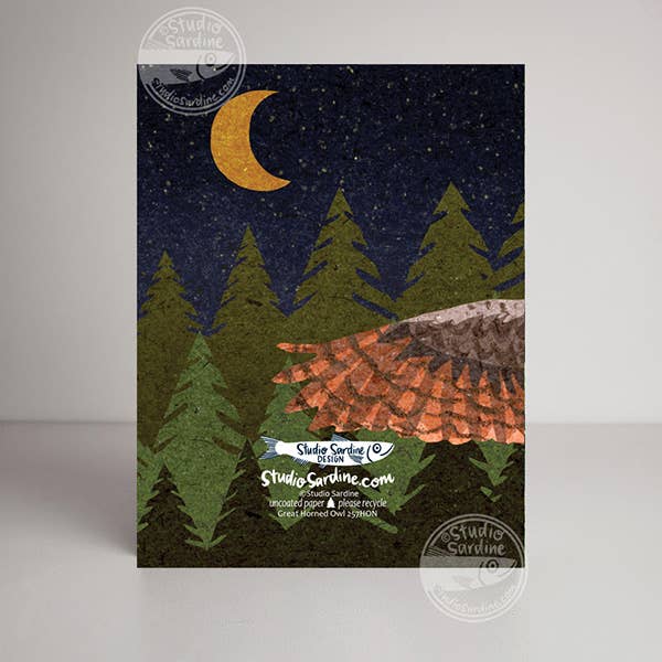 Studio Sardine - Wholesale Everyday Greeting Card - Great Horned Owl A2 Size Notecards, Blank Greeting Cards2
