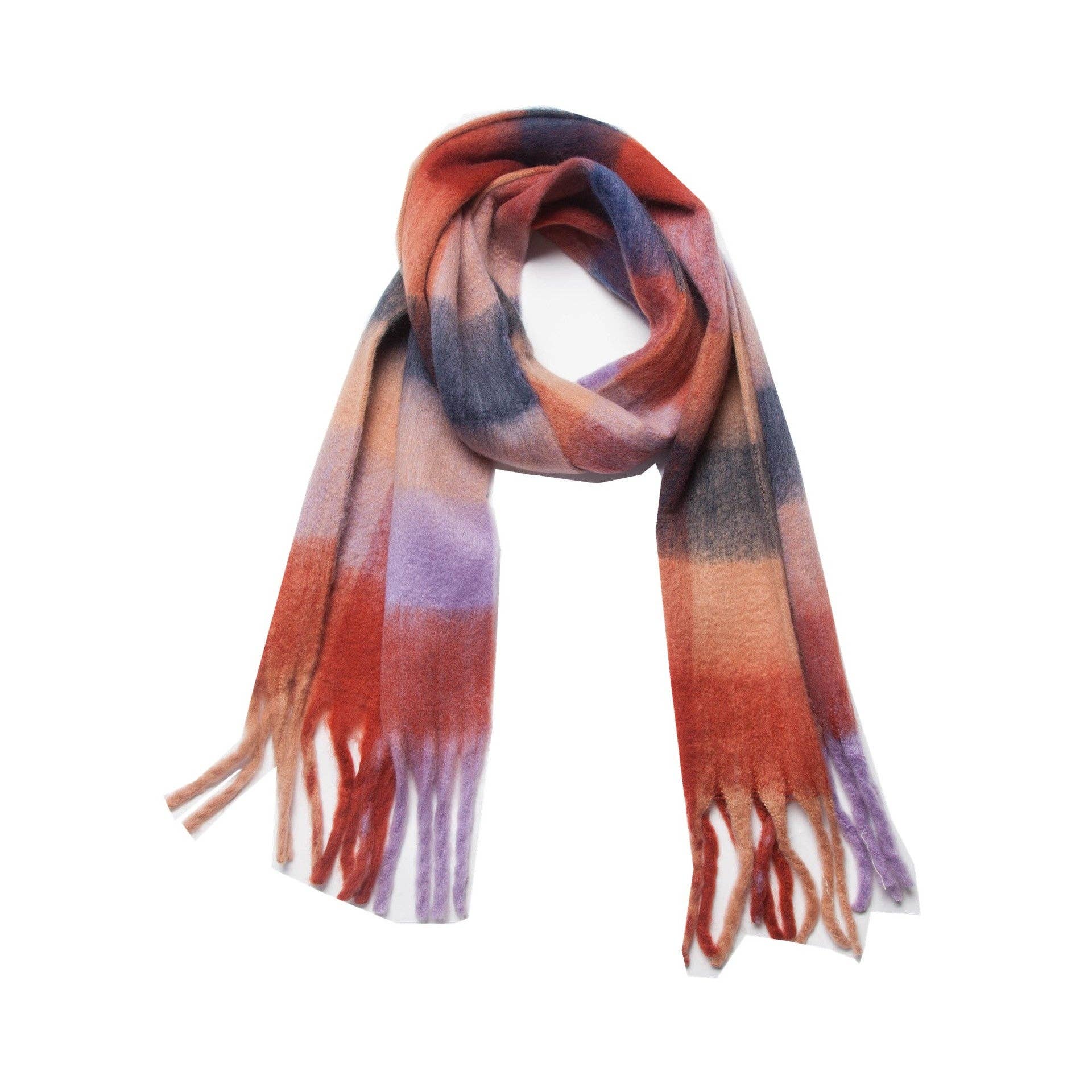 Dipped Shop - Wholesale Scarf - Women's - Coloful Plaid Tassel Scarves DPKS10129
