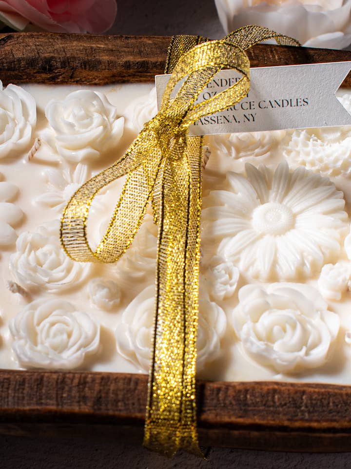 Hand poured soy blend flower dough bowl - Wedding Gift for wholesale by Pink Spruce