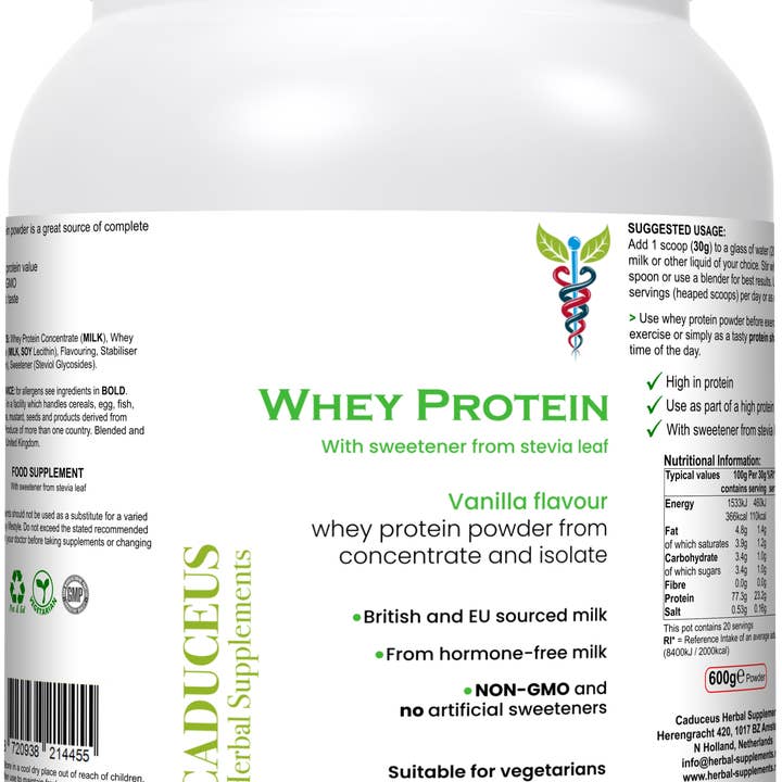 CADUCEUS kruidenapotheek - Wholesale Protein/superfood powder - Whey Protein made from whey concentrate and isolate (vanilla flavour)3