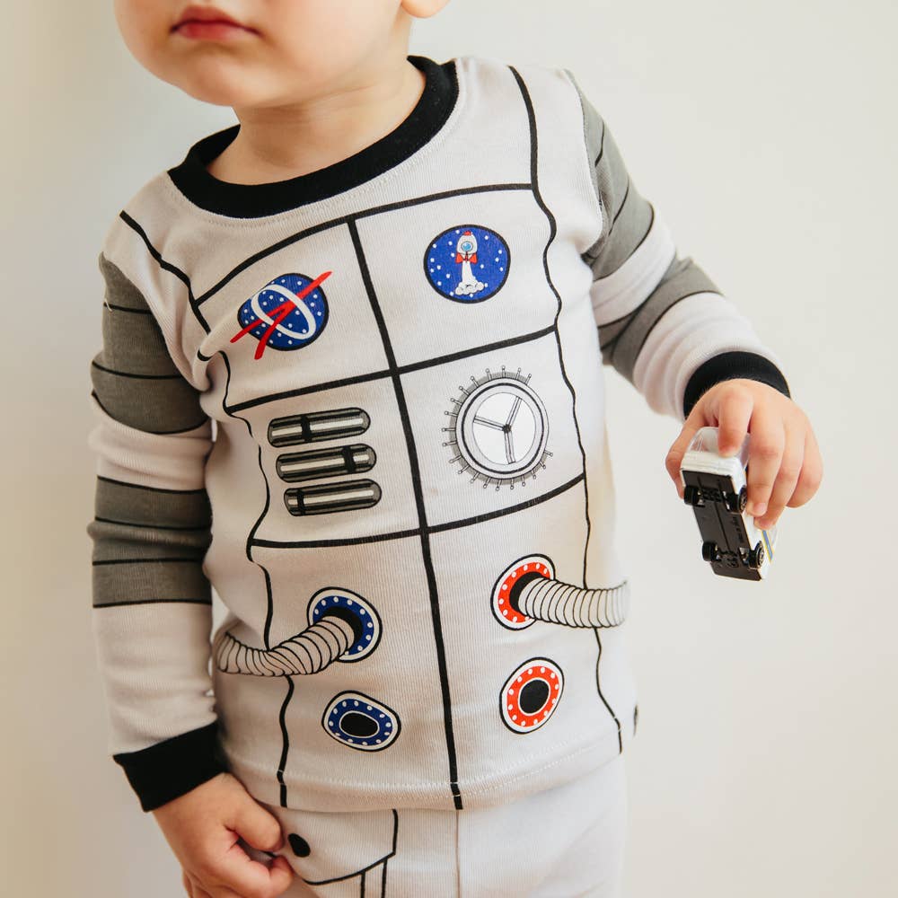Grey Astronaut Cotton Long Sleeve Pajama Set for wholesale on Faire2
