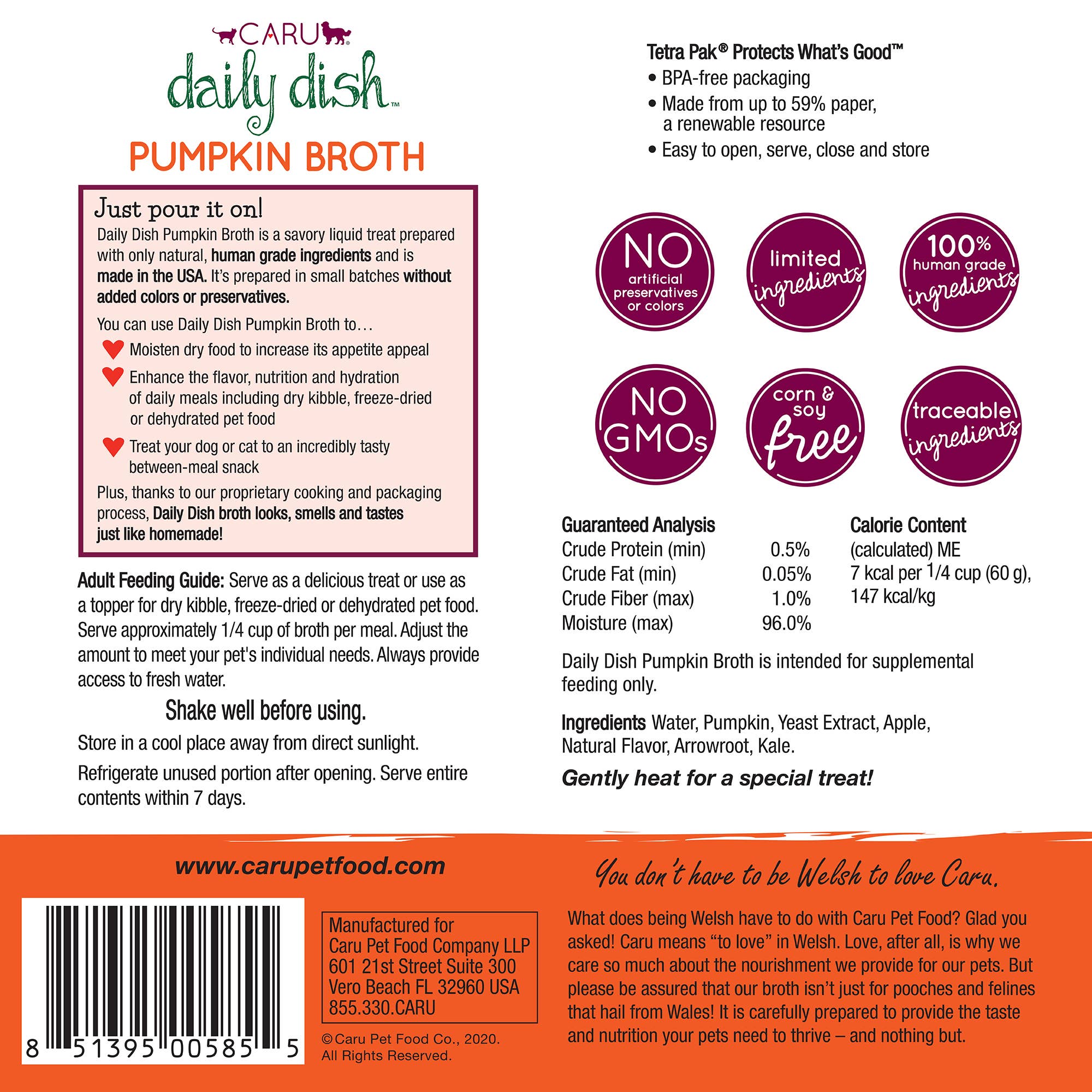 Caru - Wholesale Pet Supplement - Cat/Dog - Caru Daily Dish Pumpkin Broth for Dogs & Cats1