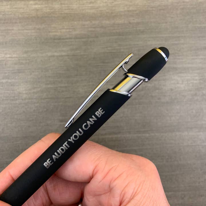 be audit you can be pen stylus in black with black ink for wholesale by The Carbon Crusader