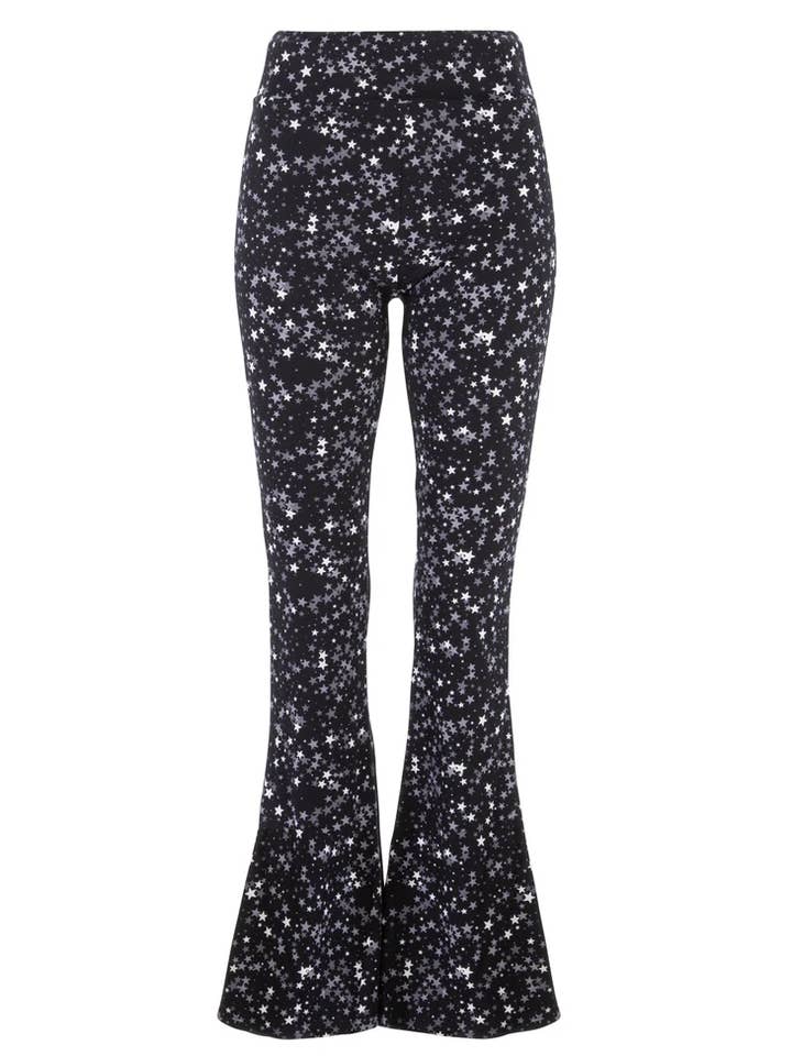 Stardust Star Print Bell Bottoms High Waisted Flared Pants for wholesale by Pretty Attitude Clothing