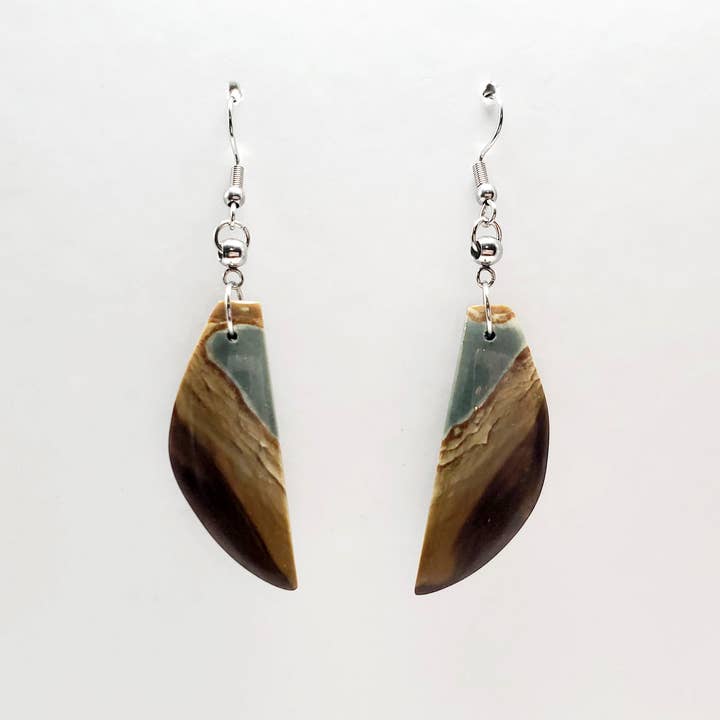Polychrome Jasper & Stainless Earrings for wholesale by Covaly Artisan Jewelry